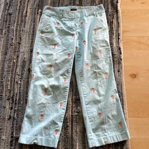 JCREW🥤Fun! “Have a drink on me!” Favorite Fit Cropped pants Perfect vaca style